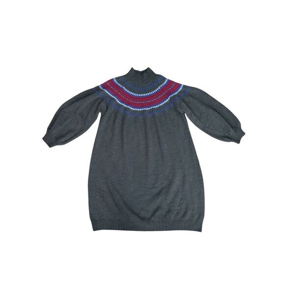 Lane Bryant Turtleneck Fair Isle Sweater Dress Gray Pink Aztec Plus Size 26/28 - Picture 2 of 12